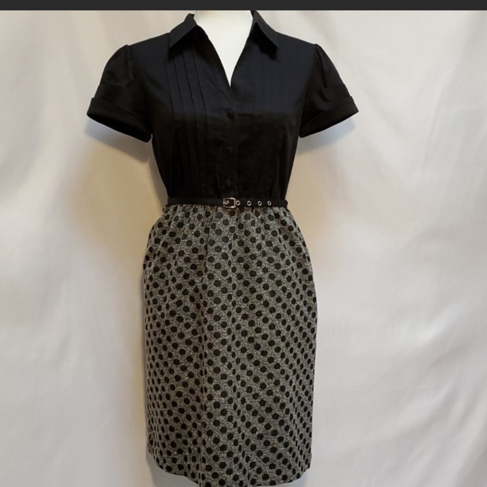 Max and Cleo Polka Dot Button Up Cap Sleeve Dress